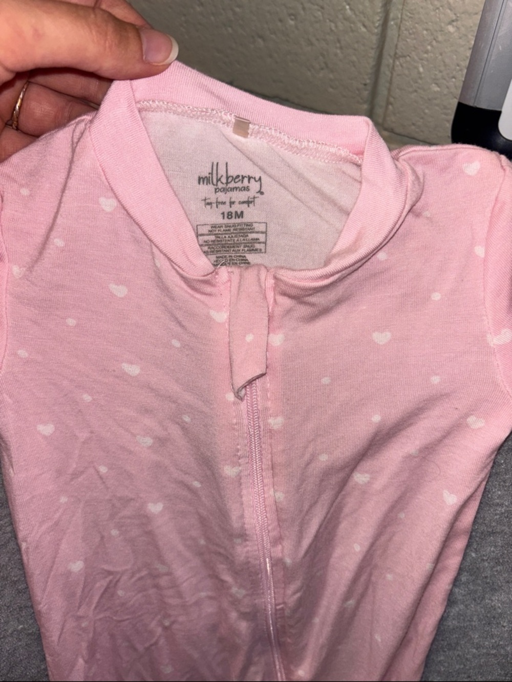 Milkberry Pink Heart Zip-Front Baby Pajama Set - 18M